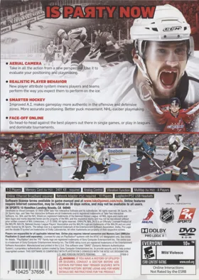 NHL 2K10 box cover back